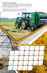 Moore Farms 2023 calendar design August spread